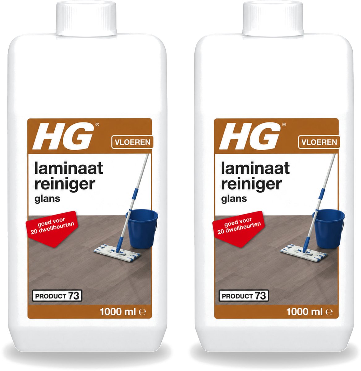 2 x HG - Laminaat, Vinyl & PVC Reiniger Glans - Concentraat - Frisse Geur - 20 Dweilbeurten - 1L - Voordeelverpakking - 2 stuks