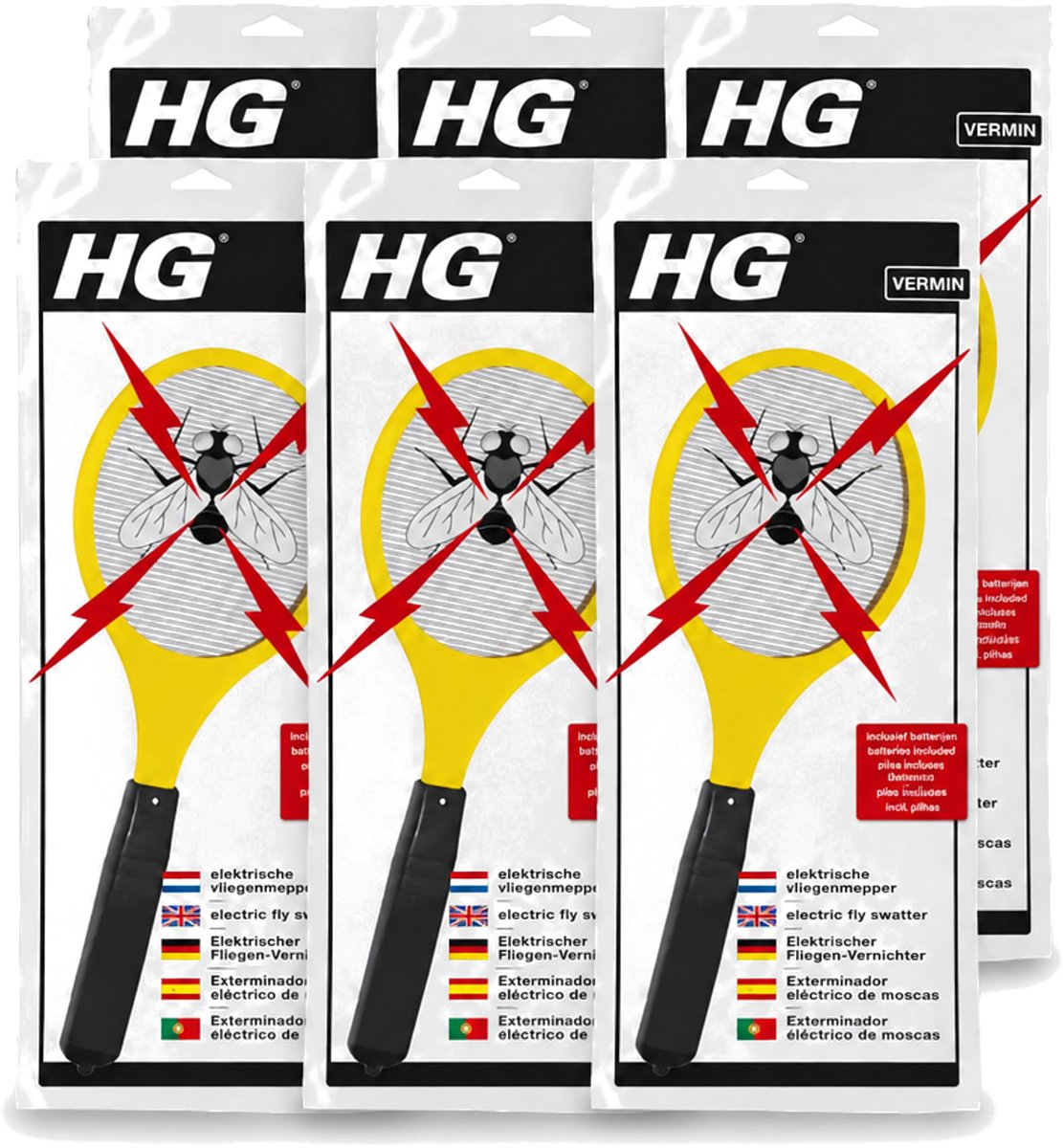 6 x HG X - Ongedierte - Elektrische Vliegenmepper - Inclusief Batterijen - Voordeelverpakking - 6 stuks