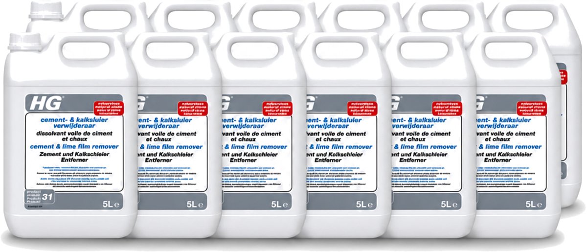 12 x HG - Cement & Kalksluierverwijderaar - Ook Voor Natuursteen - 5L - Voordeelverpakking - 12 stuks