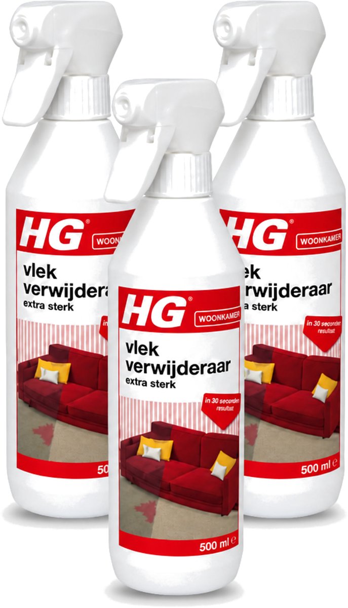 3 x HG - Woonkamer - Vlekverwijderaar Extra Sterk - In 30 Seconden Resultaat - 500 ml - Voordeelverpakking - 3 stuks