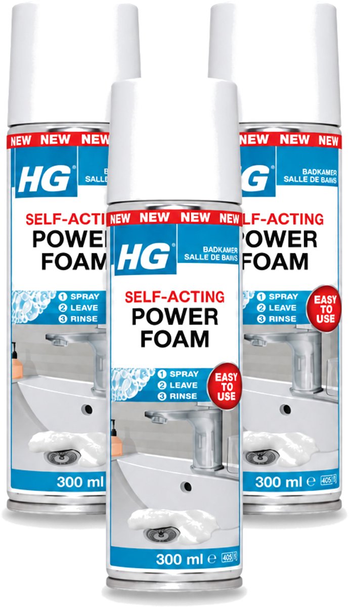 3 x HG - Badkamer - Badkamerreiniger - Power Foam Badkamer - Zelf-Activerend - 300 ml - Voordeelverpakking - 3 stuks