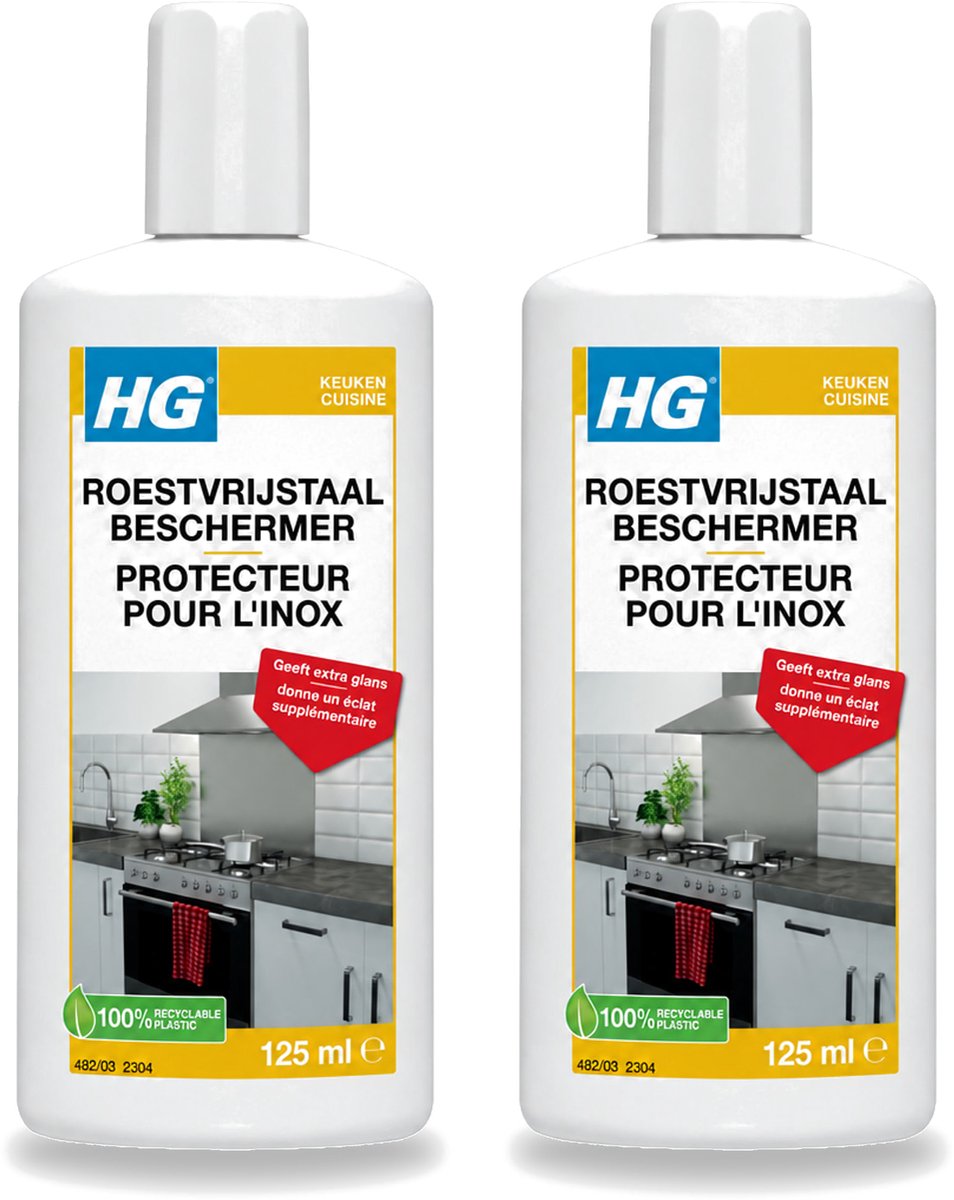 2 x HG - Roestvrijstaal Beschermer - Geeft Extra Glans - 125 ml - Bulkverpakking - 2 stuks
