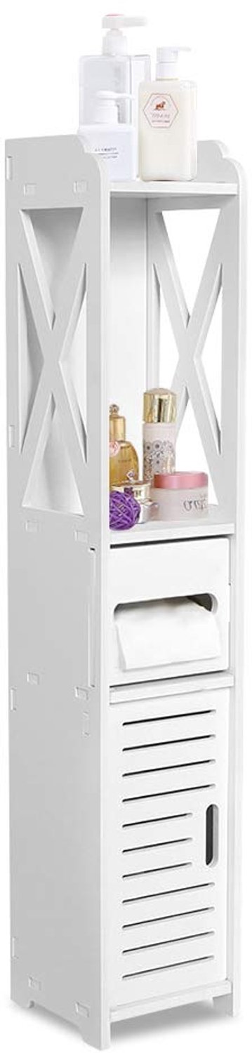 Badkamerkast hoogwaardig hout - badkamerkast - toiletkast - opbergkast met deuren - shampoo-opbergorganizer - 80 x 15,5 x 15 cm - vochtbestendig