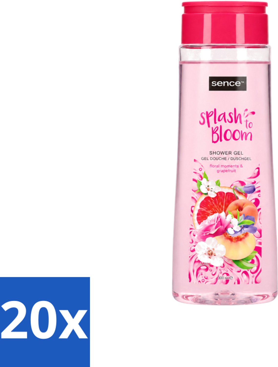 20 x Sence - Floral Moments & Grapefruit - Douchegel - Fris & Fruitig - 300 ml - Voordeelverpakking - 20 stuks