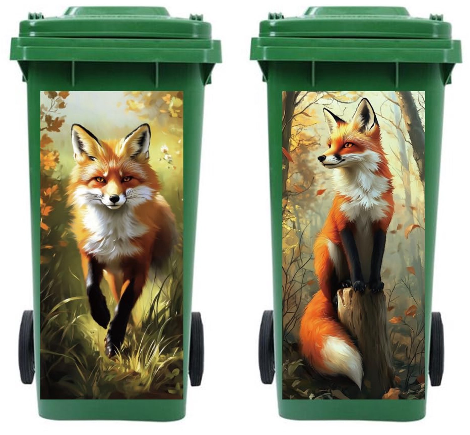 Stickers voor Afvalbakken, 2 Vel met Fox Motief, Waterdicht
