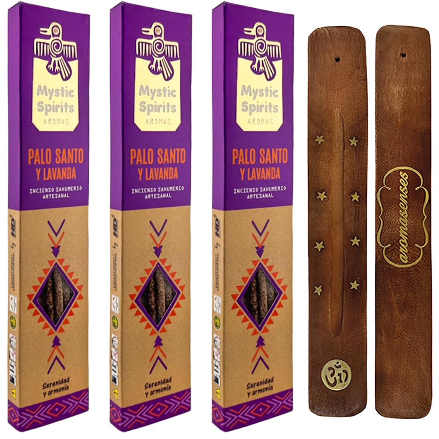 Set van 3 Palo Santo Wierookstokjes met Lavendel - Inclusief Houten Houder