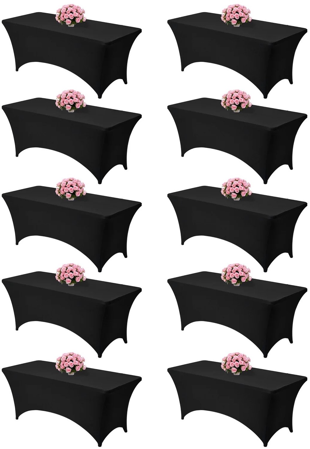 Marqs Tafelkleed vierkant - Tafelbeschermer - Feest - Bruiloft - Rekbaar - 6 Stuks - Zwart 244x76x76 cm - Elastisch - Wasbaar