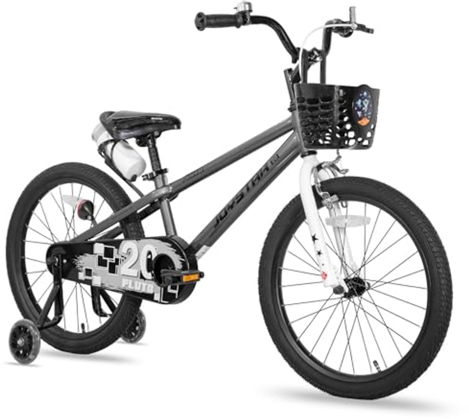 Kinderfiets met mand en stabilisatoren - 20 Inch - Groen/Grijs