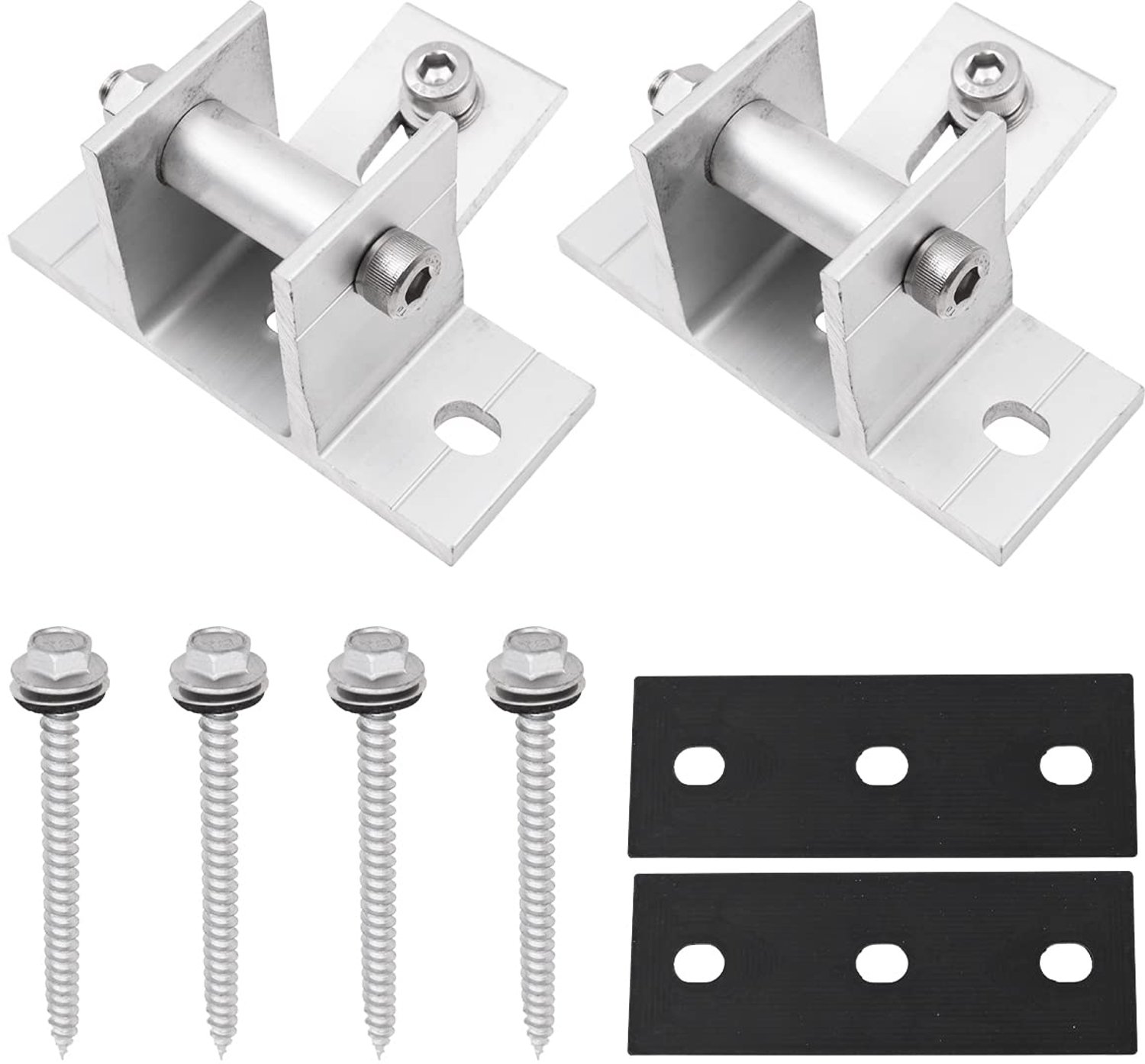 Metaalsteunen Verstelbaar 390-670mm - Beugels voor Zonnepanelen - Kantelend - Waterdicht - Inclusief Schroeven - Rubber Pads - Zonnepaneelsteunen