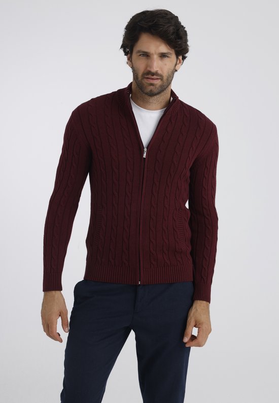 Felix Modle Felix Hardy Kabelgebreid Vest - 100% Katoen Heren Bordeaux - S | bol