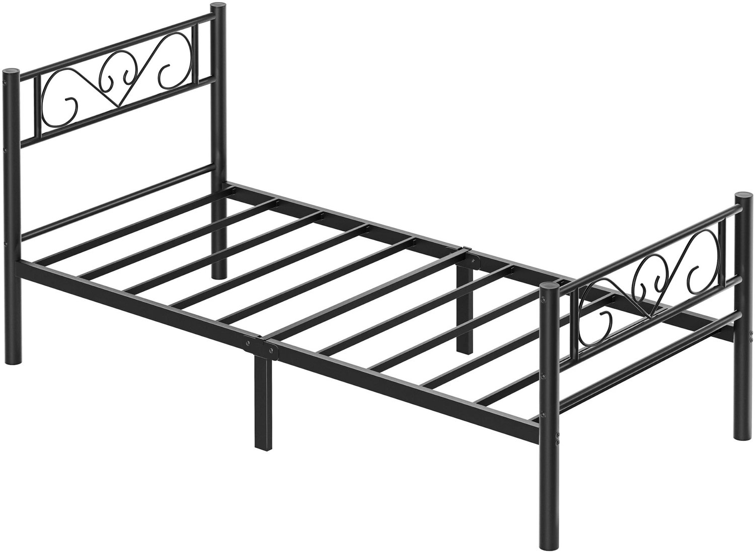MokoHub Eenpersoonsbed Metaal - Gastenbed met Rekbedframe - Metalen Bed met Eenvoudige Montage - 208x91.8x86.4 cm - Zwart