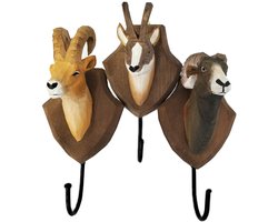 Set van 3 Wandhaken in Houten Trofee Stijl