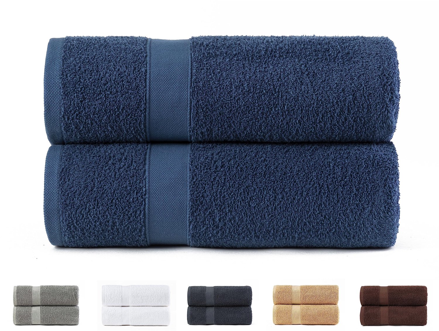 Set van 2 Extra Zachte Badhanddoeken 100% Katoen 70x140cm Marineblauw