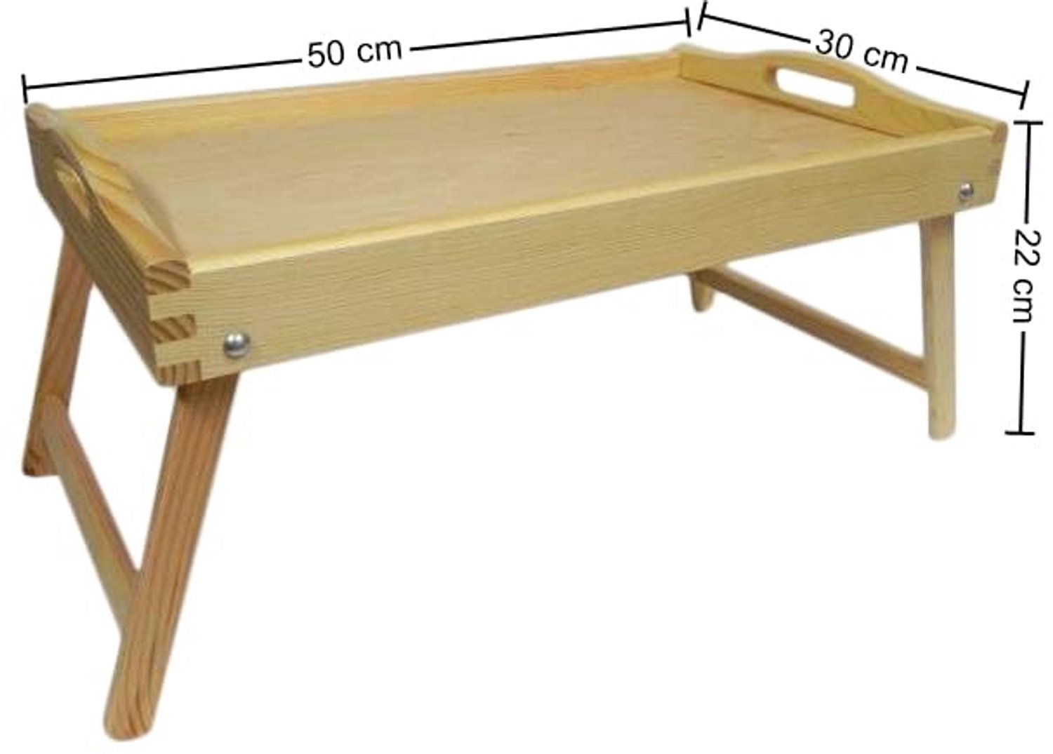 Houten Bedlade met Inklapbare Poten voor Ontbijt op Bed Onbehandeld