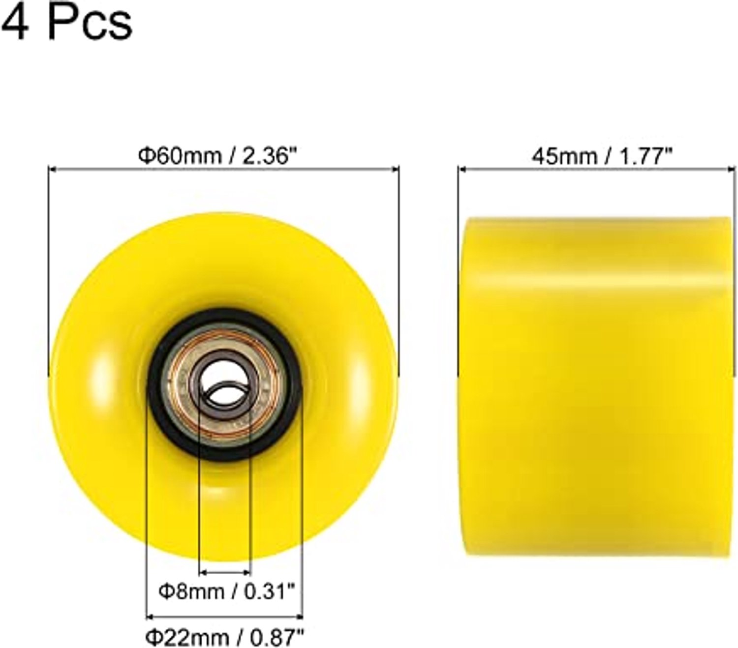 60mm Longboard Wielen met ABEC-11 Lagere 4 Stuks
