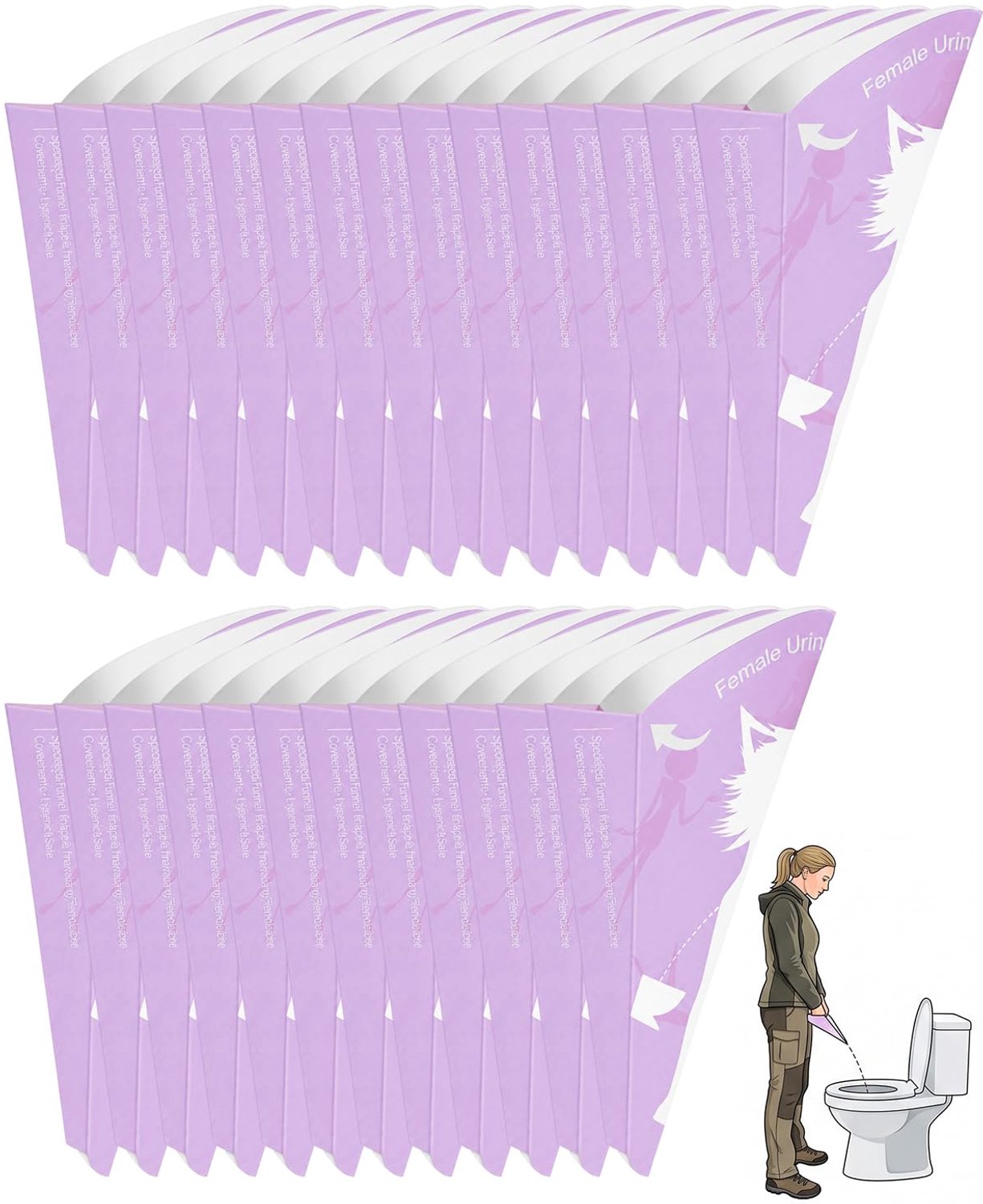 Draagbaar Urinoir voor Dames met Wegwerp Papieren Trechters
