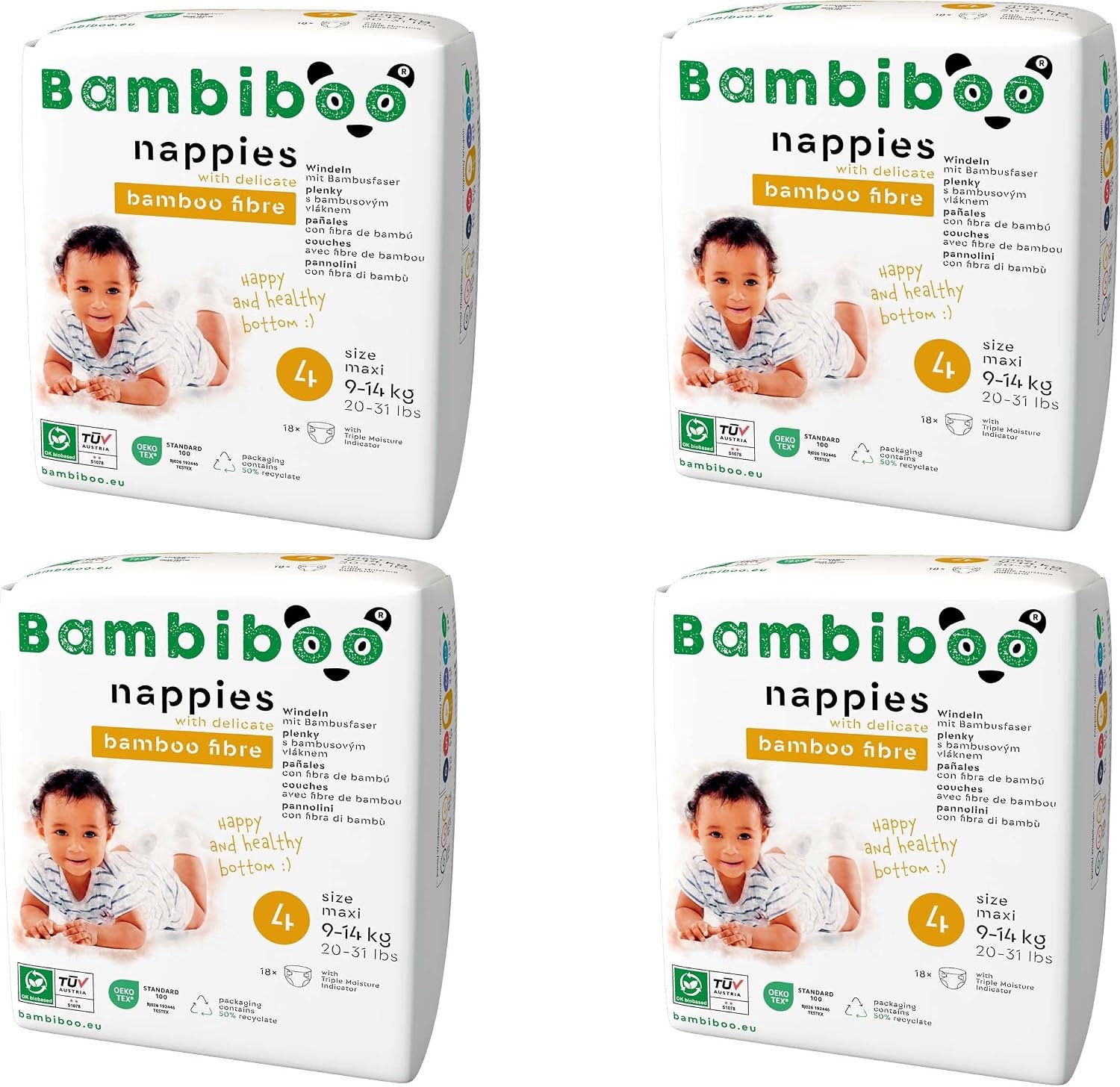 Merkloze Baby Luiers Maat 4 (72 stuks) - Zacht Bamboe, Huidvriendelijk
