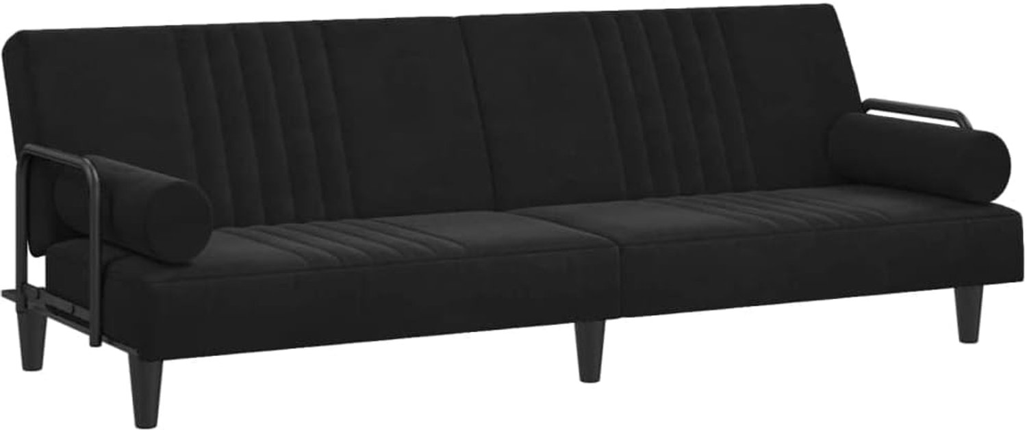 Slaapbank met armleuningen, zwart, fluweel, voor woonkamer, slaapkamer, logeerkamer