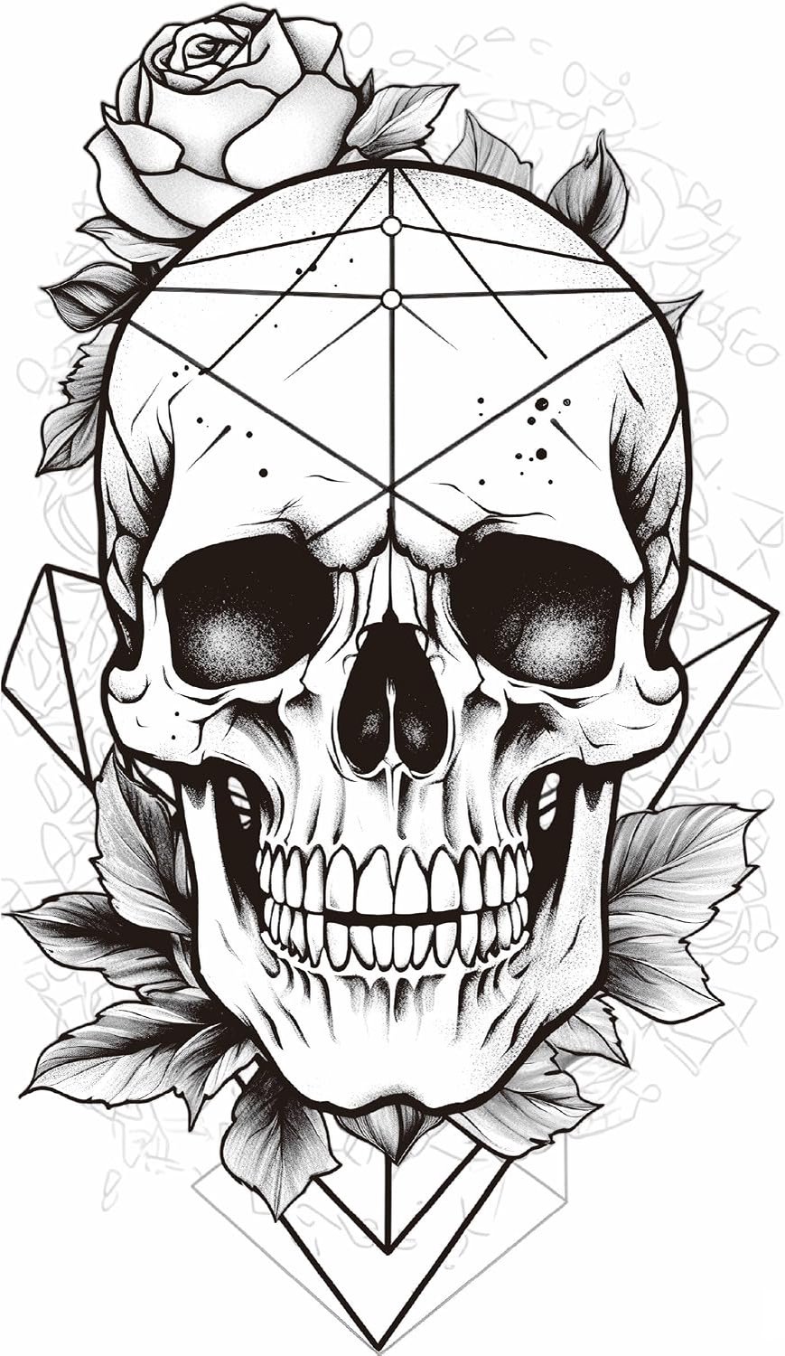 Tijdelijke doodshoofd, tattoo, doodshoofd, tattoo, nep tattoo