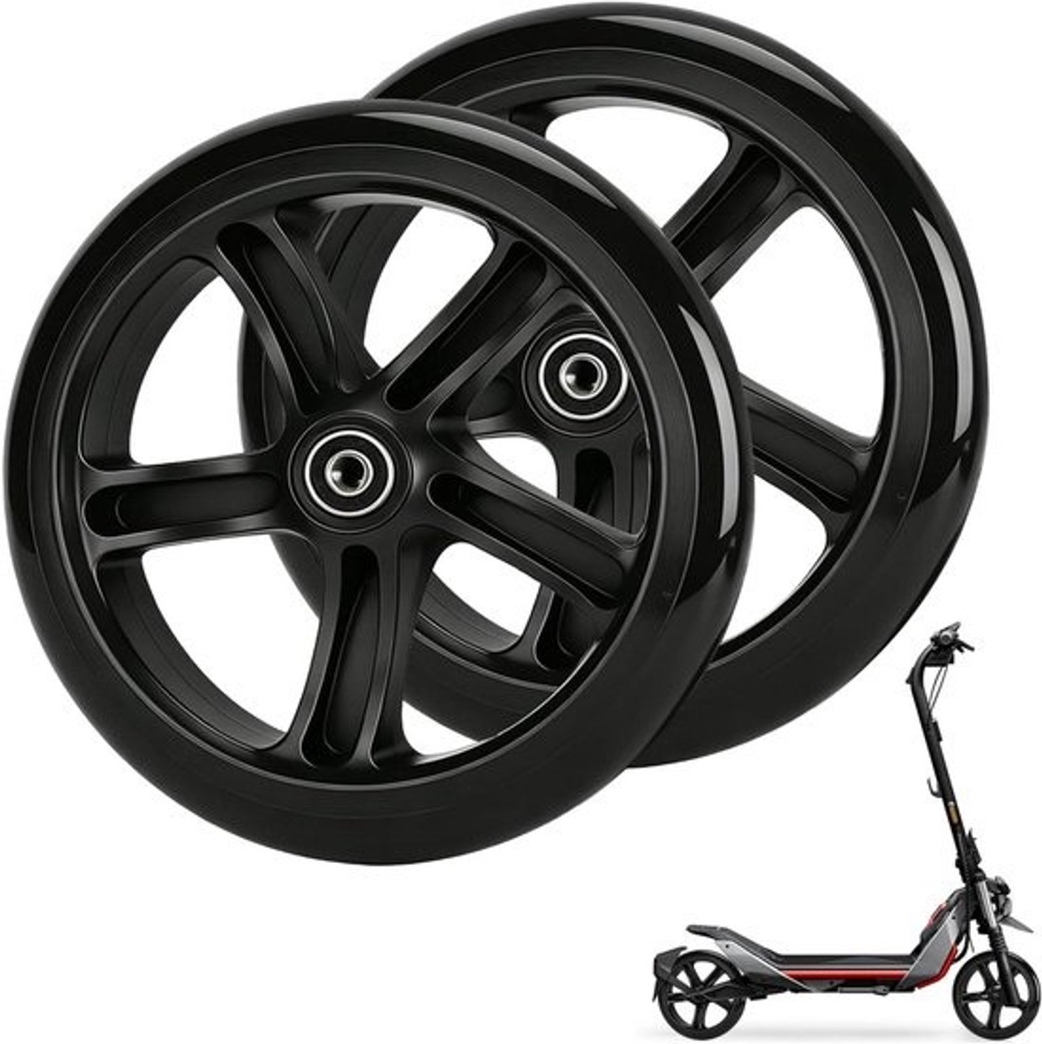 Scooterwielen - Reservebanden voor step - Soepel rijden - Met ABEC-9-lagers - 200 mm - Zwart