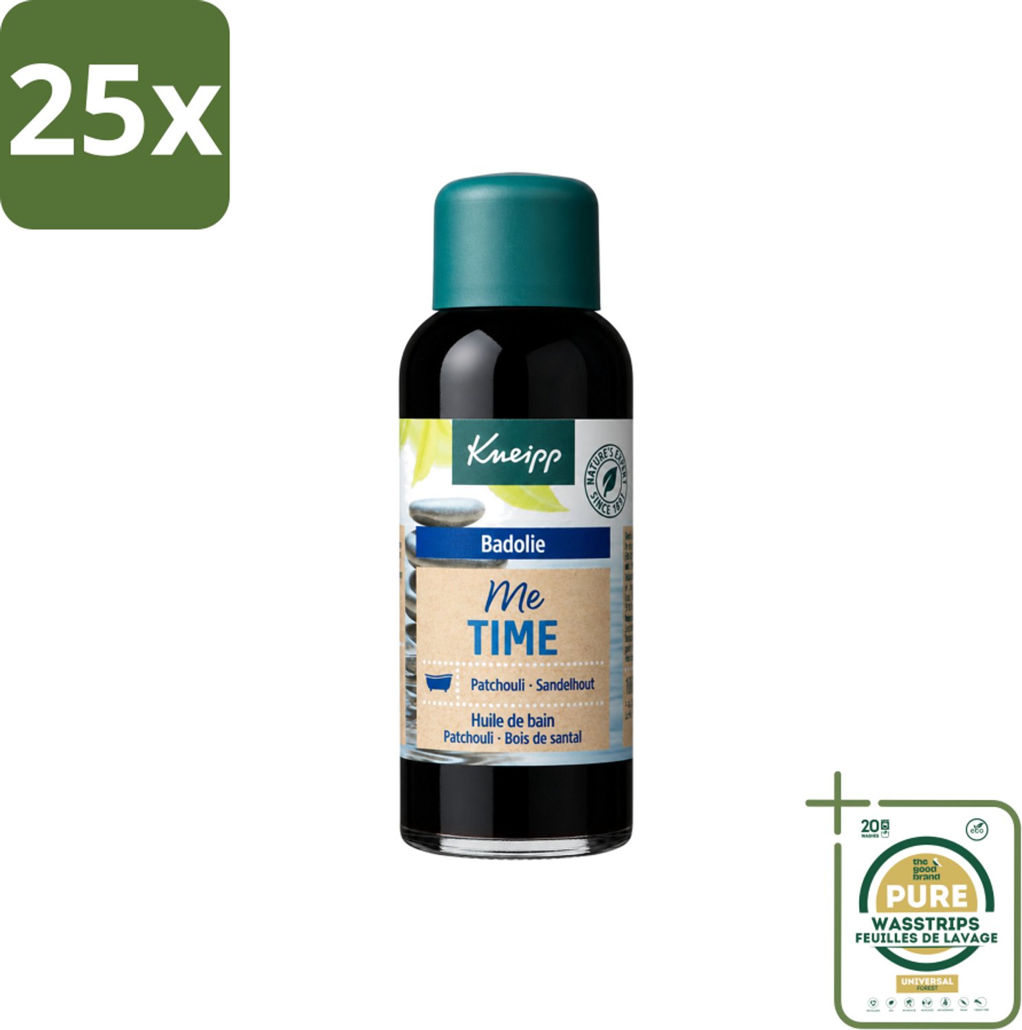 25 x Kneipp - Badolie - Me-Time - Patchouli & Sandelhout - 100 ml - Wasstrips - Badolie - Ontspanning - Selfcare - Patchouli - Sandelhout