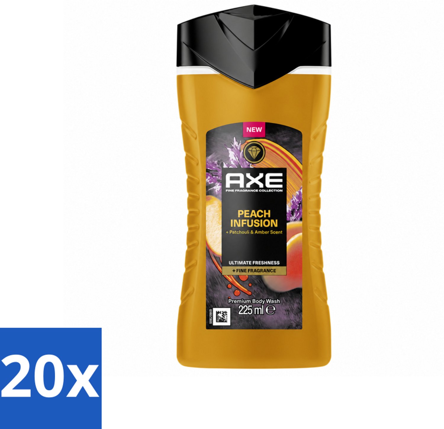 20 x Axe – Douchegel – Peach Infusion – 225 ml - Voordeelverpakking - 20 stuks