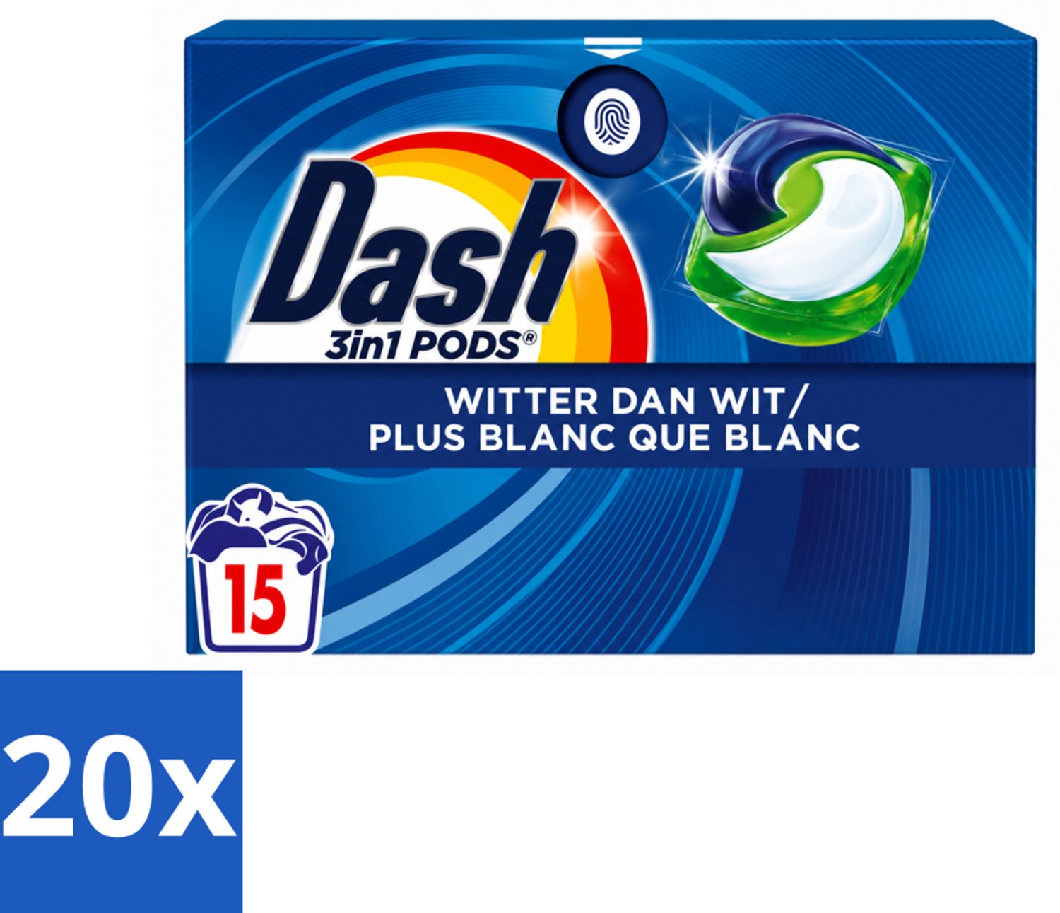 20 x Dash – Wasmiddelcapsules – 3in1 Pods Original – 15 capsules - Voordeelverpakking - 20 stuks