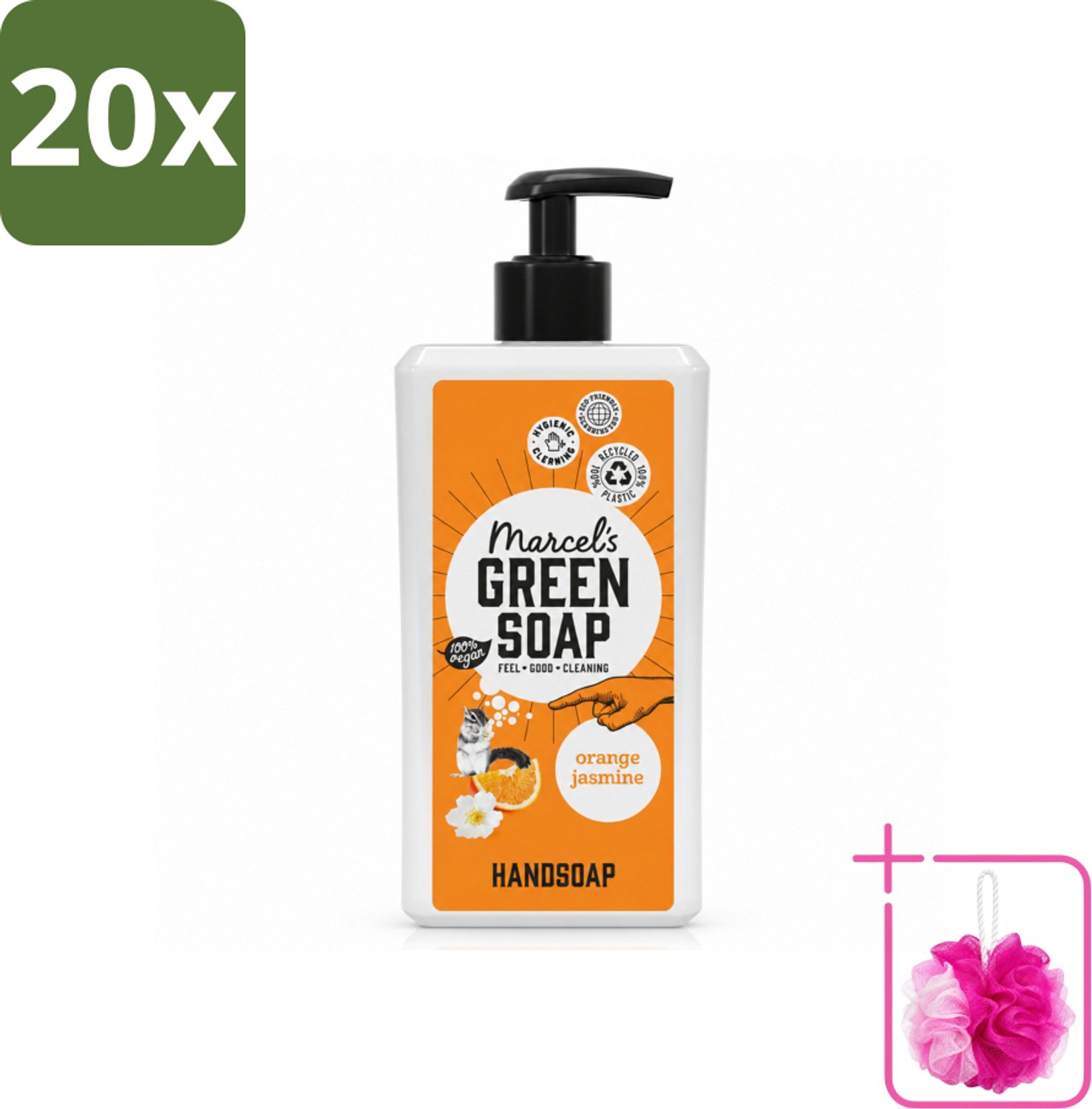 20 x Marcel's Green Soap - Handzeep - Sinaasappel & Jasmijn - Voor dagelijks gebruik - 500 ml - Bulkverpakking - Handzeep - Douchemop - Natuurlijke handzeep