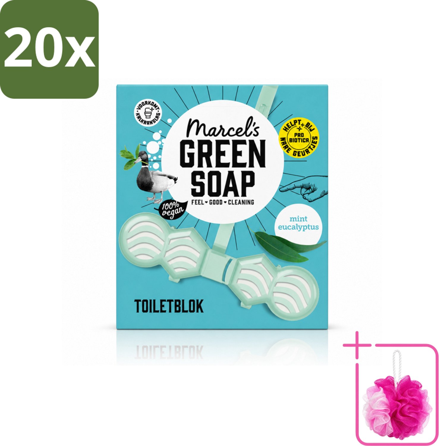 20 x Marcel's Green Soap - Toiletblok - Munt & Eucalyptus - Langdurige werking - 1 Toiletblok - Bulkverpakking - Toiletblok - Douchemop - Munt en eucalyptus