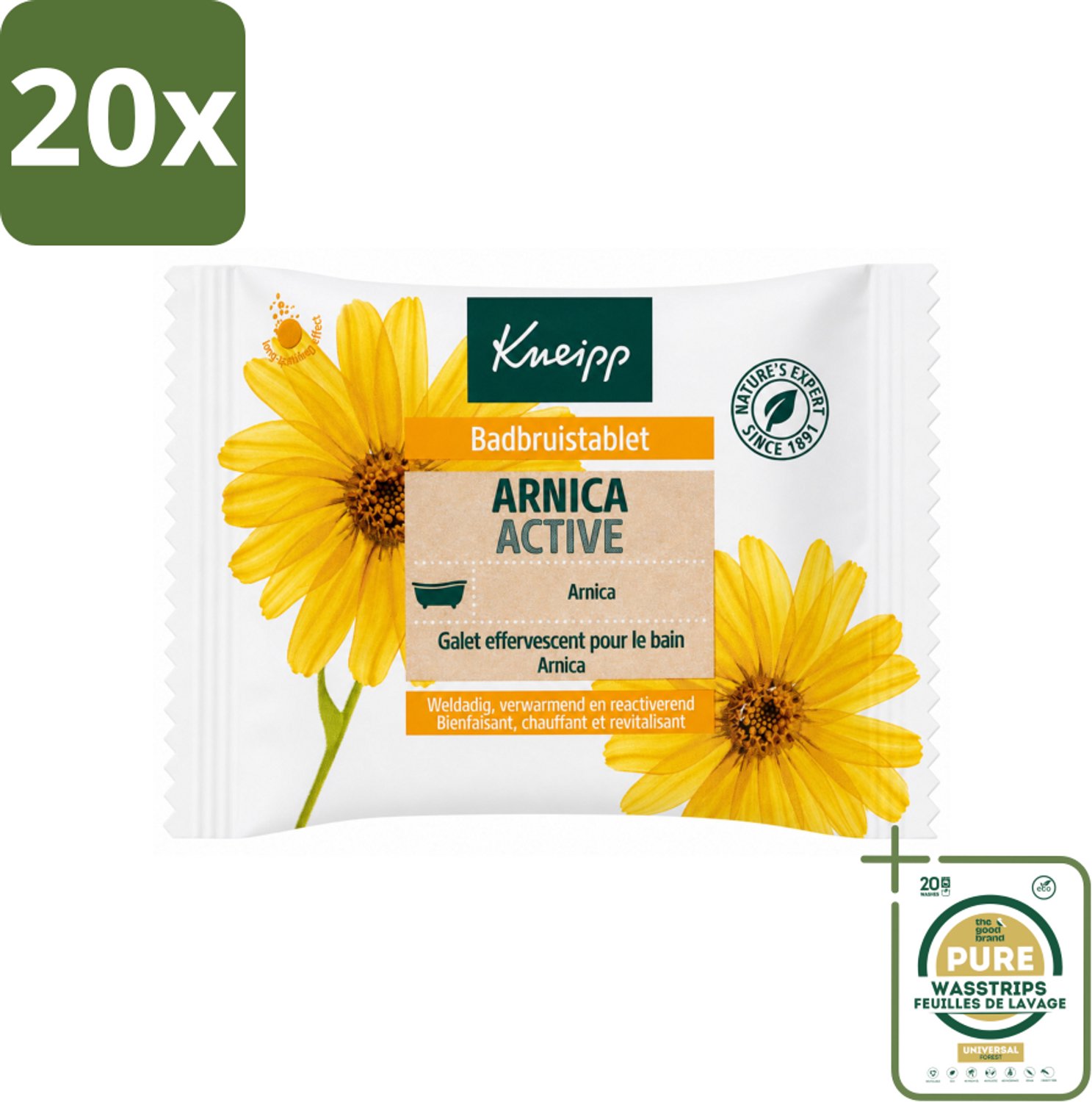 20 x Kneipp - Badbruistablet - Arnica - Wasstrips - Badtablet - Arnica Badtablet - Herstelbad - Verwarmend Bad - Ontspannend Bad