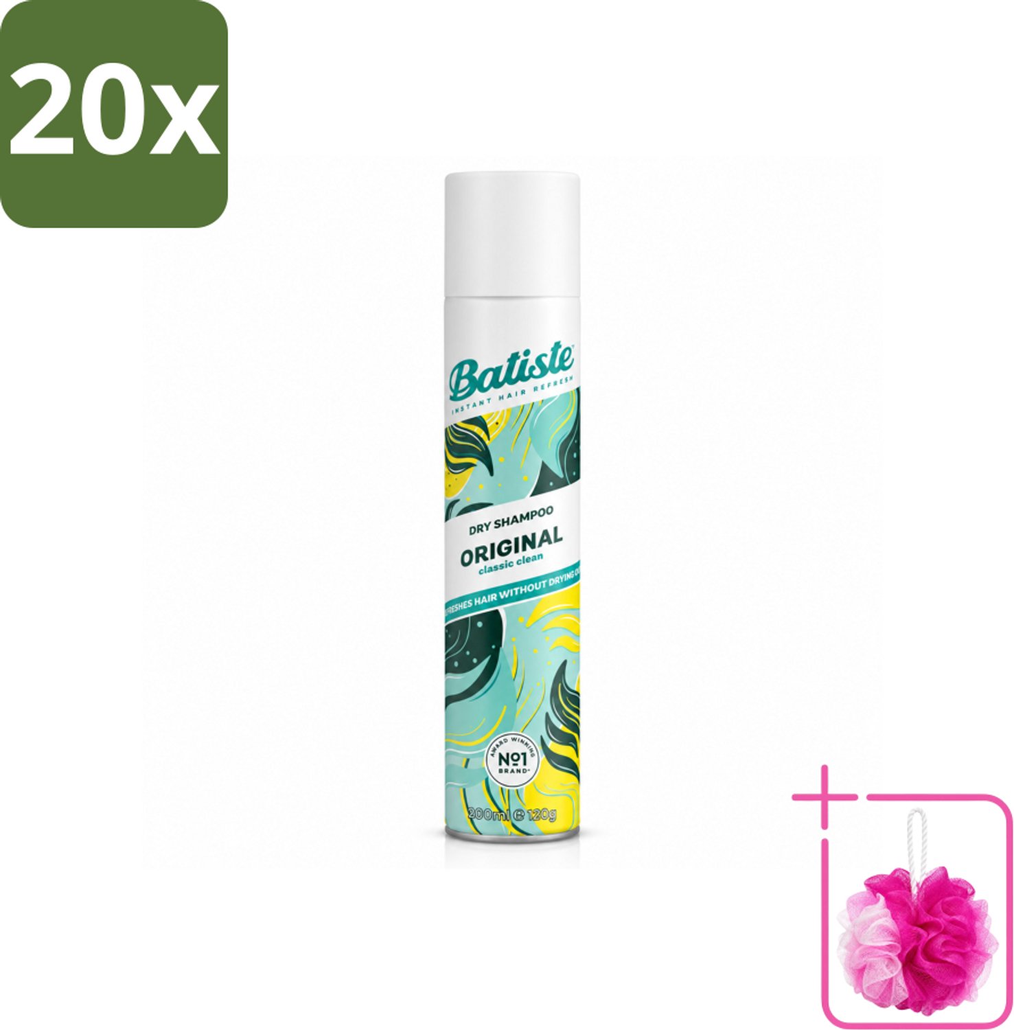 20 x Batiste - Original - Droogshampoo - Klassieke Frisse Geur - Geeft Volume en Textuur - 200ml - Bulkverpakking - Droogshampoo - Douchemop - Haarfris