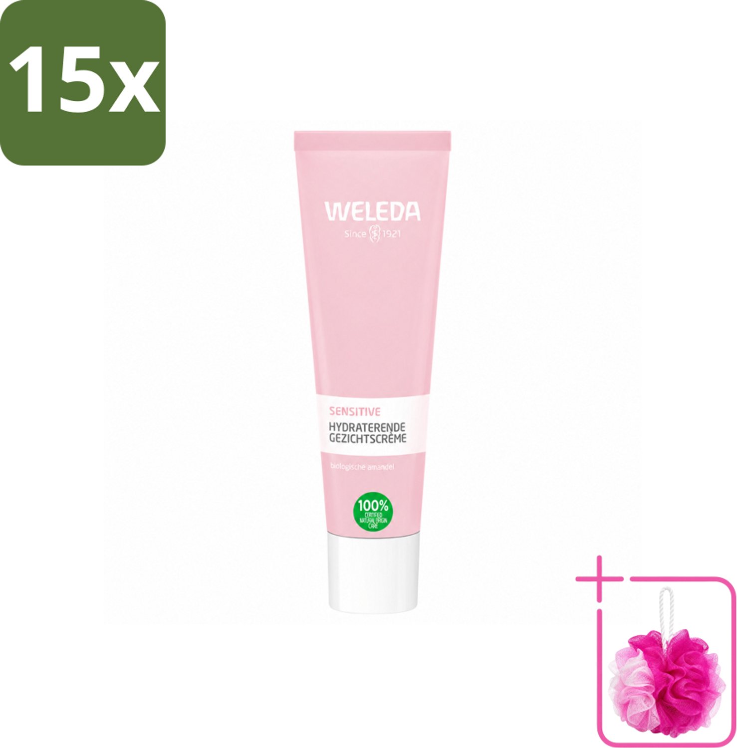 15 x WELEDA - Gezichtscrème Sensitive Hydraterend - Voor gevoelige huid - 30 ml - Bulkverpakking - Gevoelige huid - Douchemop - Hydraterende crème