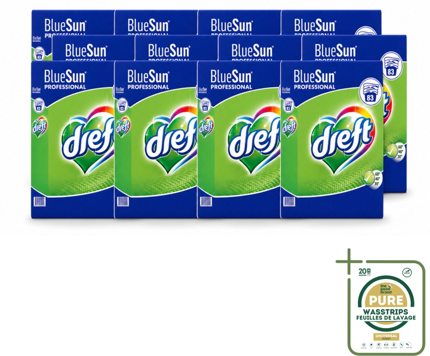 12 x Dreft - Wasmiddel Poeder - Professional - Efficiënte reiniging - 83 Wasbeurten - Wasstrips - Wasmiddel Poeder - Vlekverwijdering - Wasbeurten - Wasmiddel Professional - Wasresultaat