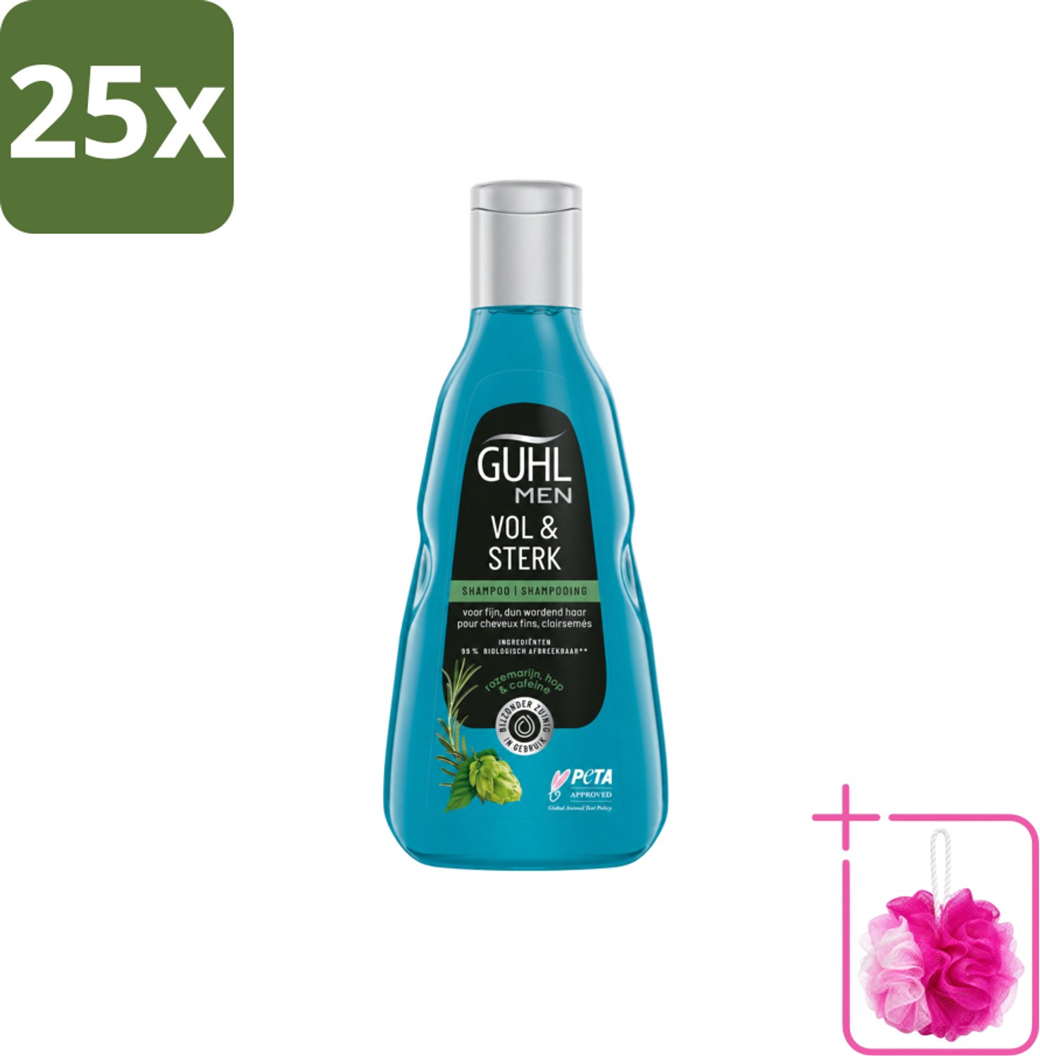 25 x Guhl - Shampoo - Men Vol & Sterk - 250 ml - Bulkverpakking - Mannenhaar - Douchemop - Volume