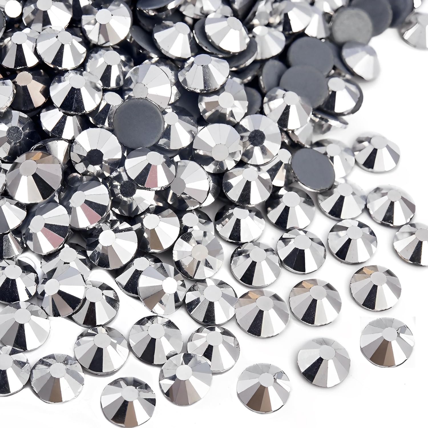 Steentjes Bulk - Glazen Strass Edelstenen voor Stof, Kleding, Ambachten & Bedazzling 3,2 mm (ss12, 1440 stuks, Silver Hematite)