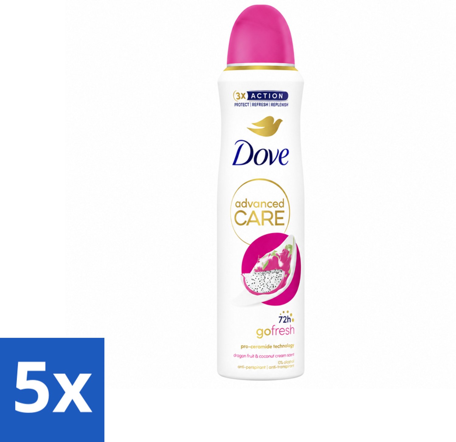 5 x Dove – Deodorant Spray – Dragon Fruit & Coconut Cream – 150 ml - Voordeelverpakking - 5 stuks