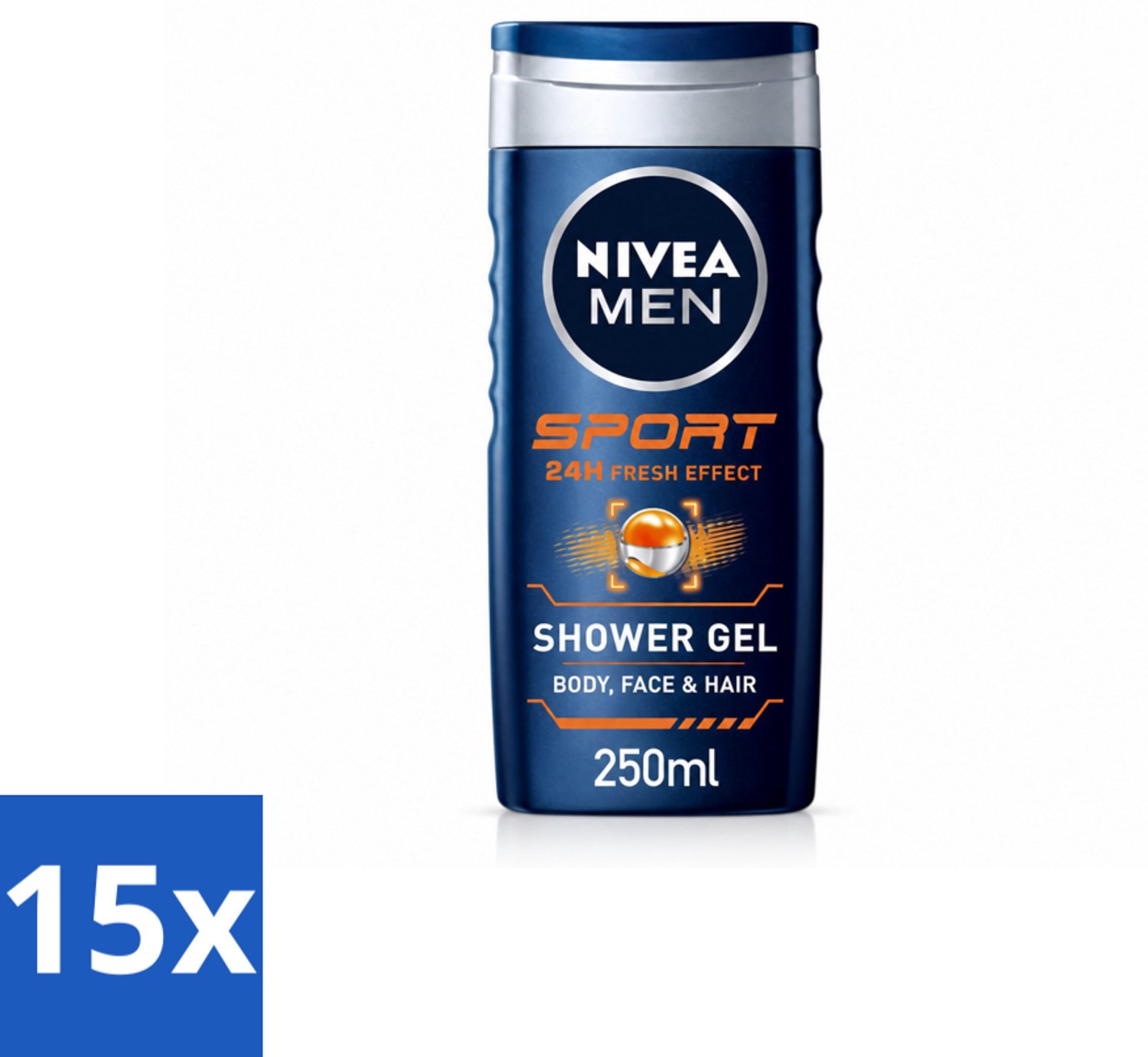 15 x NIVEA MEN – Douchegel – Sport – 250 ml - Voordeelverpakking - 15 stuks