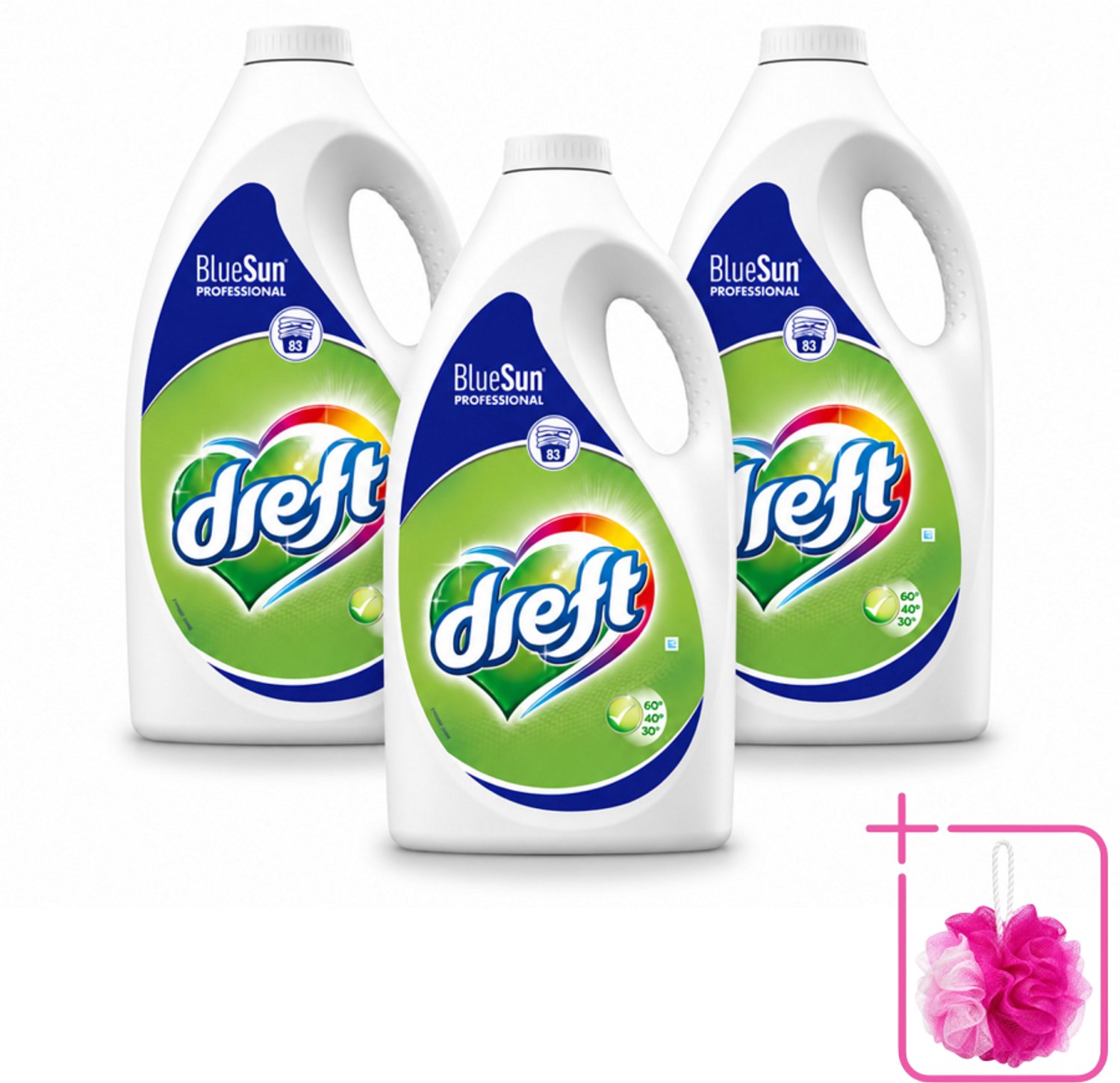 3 x Dreft - Vloeibaar Wasmiddel - Professional - Voor dagelijks gebruik - 83 Wasbeurten - Bulkverpakking - Wasmiddel - Douchemop - Vlekverwijdering