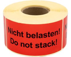 MDlabels waarschuwingsetiketten op rol 100x50 mm - 500 - niet stapelen! - Verzendsticker - zelfklevend papier - Vemera