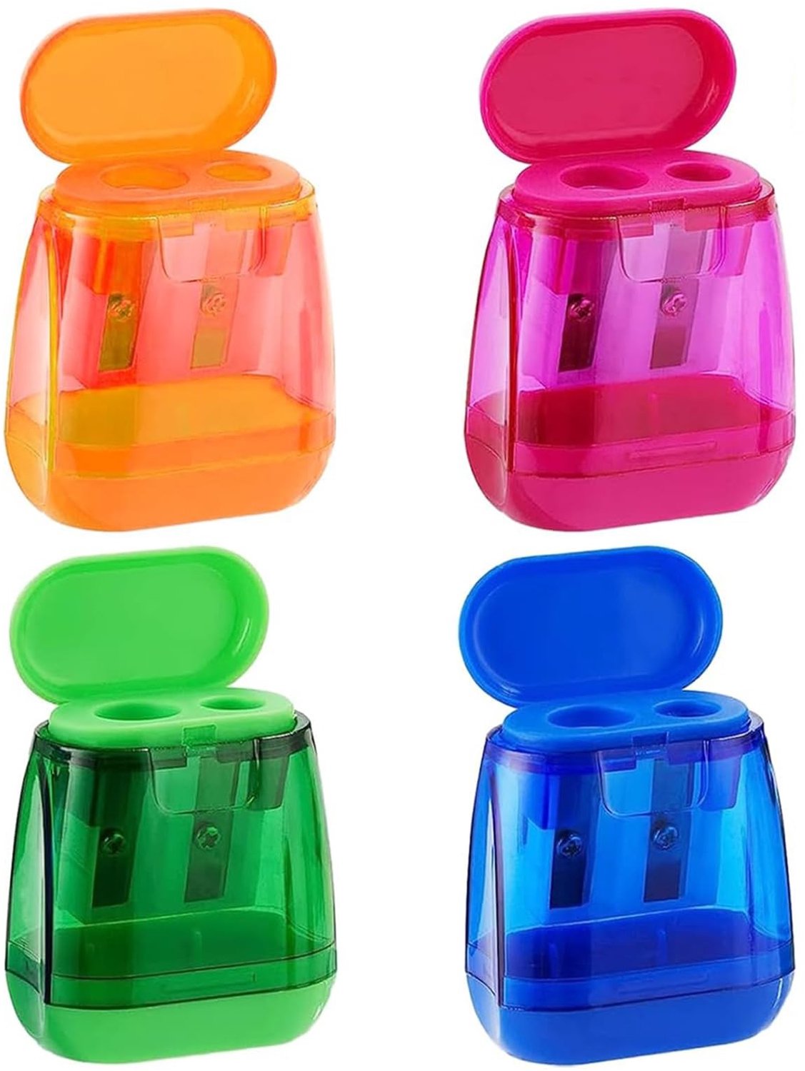 Set van 4 Gekleurde Handmatige Puntenslijpers met Deksel