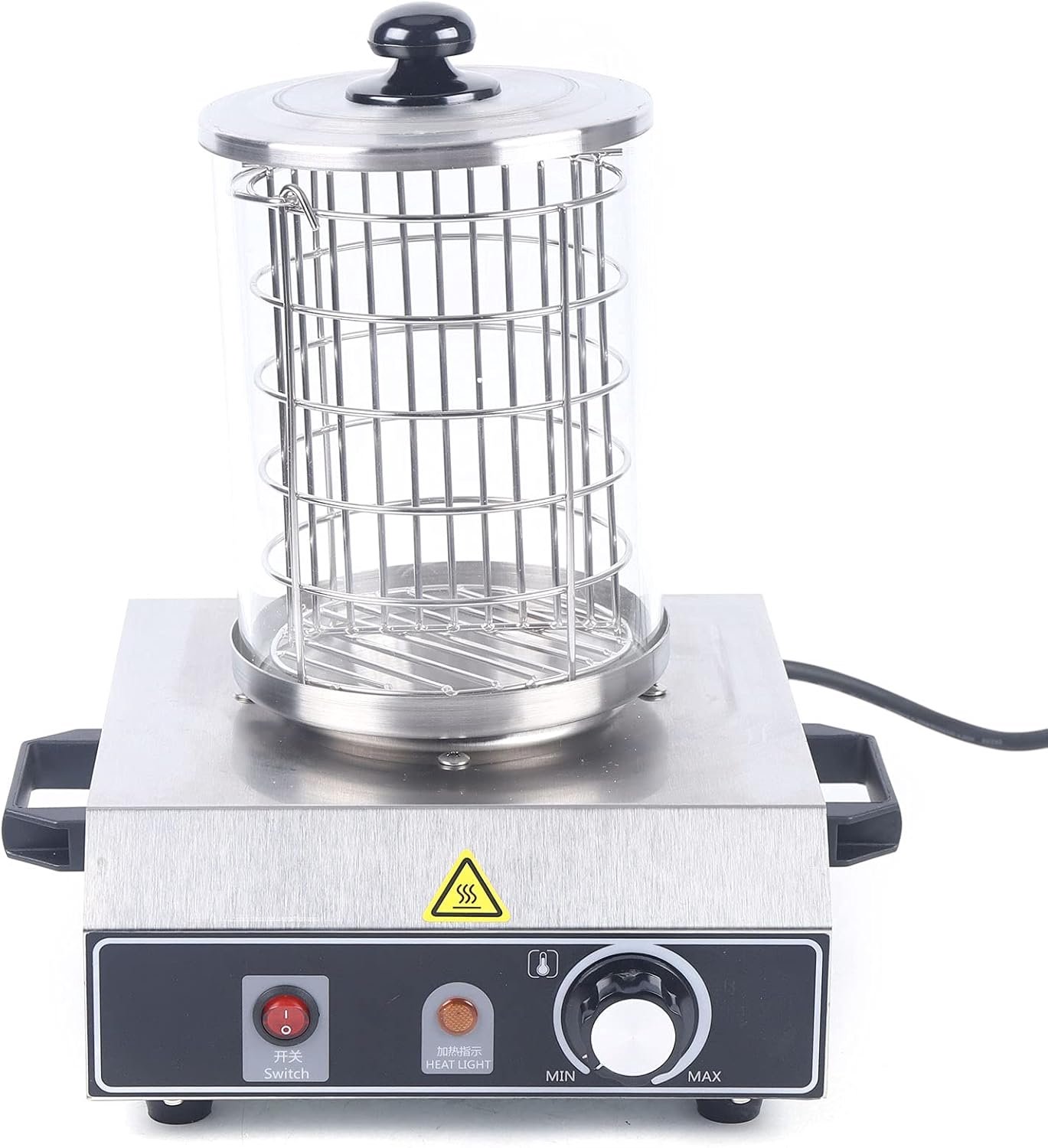 Hot Dog Maker, Bockworstverwarmer, roestvrij staal, hot dog-apparaat, worstwarmer, professionele worstkoker, voor catering, snacks, familiefeesten, zilver, 350 W, 26 x 28 x 35,5 cm