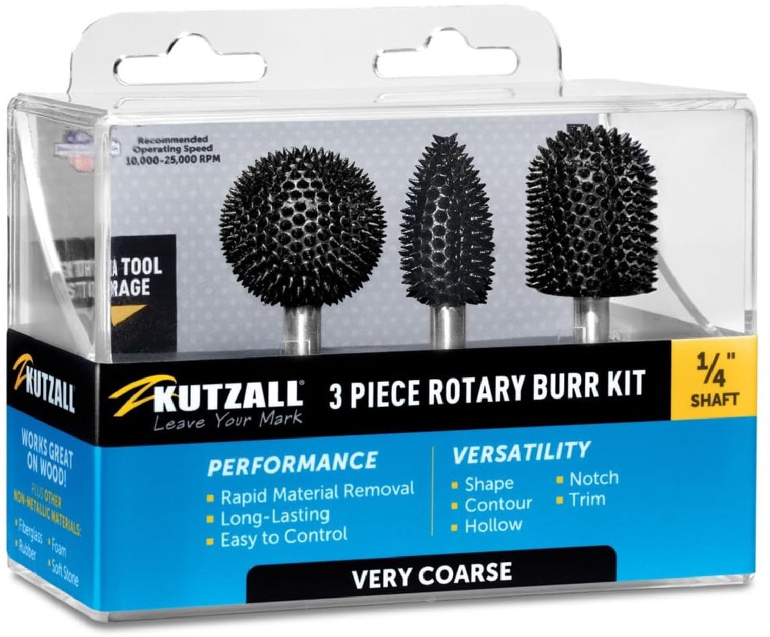 Rotatieve Frees Kit - 3-delig, Zeer Grof, 1⁄4" As