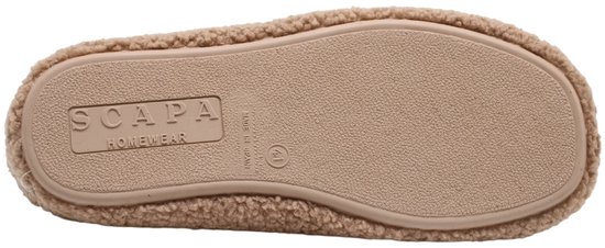 Beige zool van een Scapa Homewear pantoffel met antislipstructuur, maat 41 en Made in Spain tekst.
