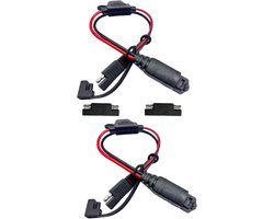 2 stuks SAE-verlengsnoer, compatibel met NOCO Genius slimme batterijladers, 14AWG 1FT Duty kabel met 20A zekering, waterdichte SAE-connector voor motorfiets/UTV/ATV/Auto/Auto