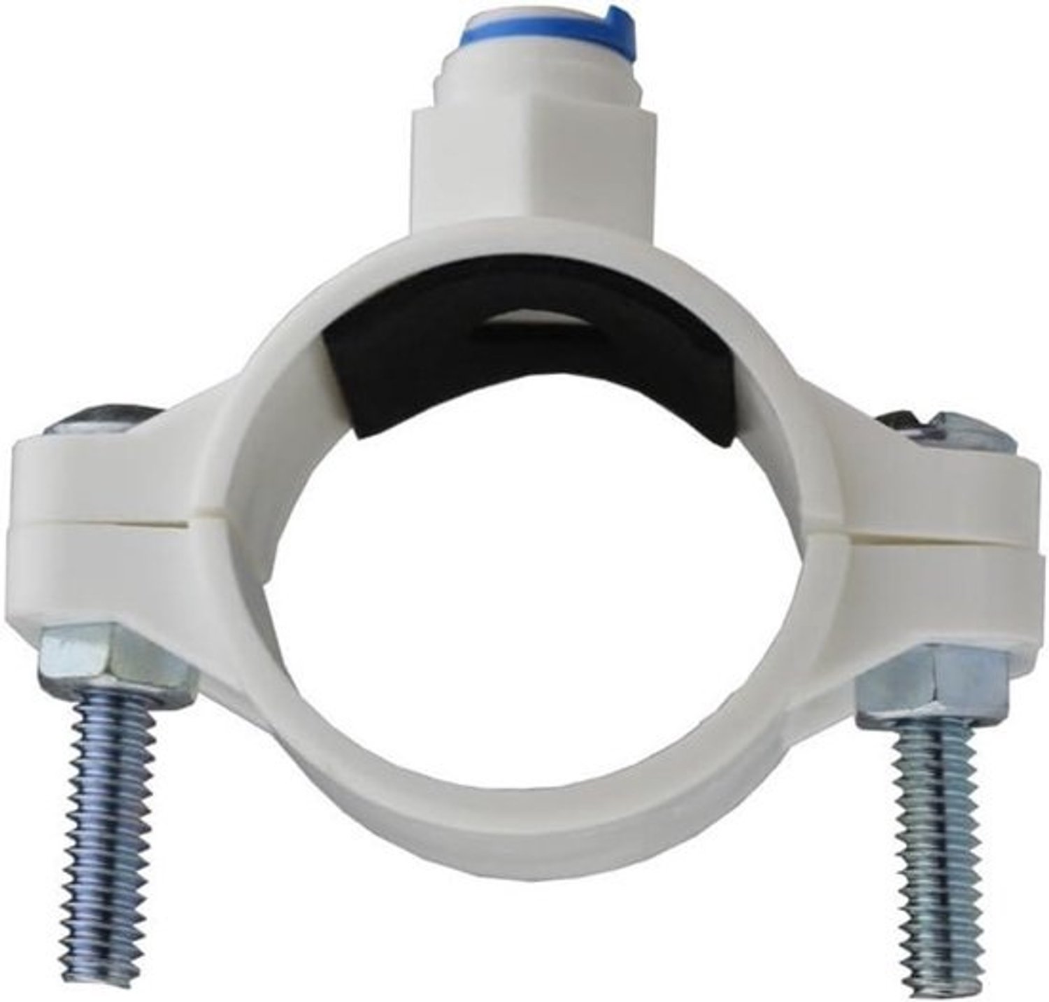 Afvoer-zadelklep - Adapter voor waterfilter - Voor aansluiting op RO-systeem - Snelkoppeling 1/4" - Diameter 40mm - Gebroken wit