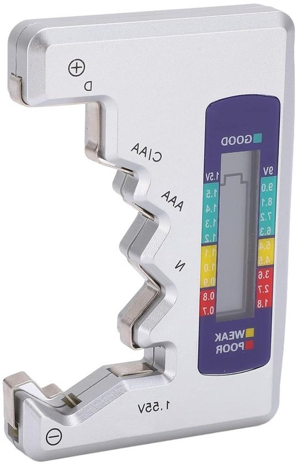 Digitale batterijtester - Capaciteit van batterijen controleren - Batterijstatus aflezen - LCD-display - 15 x 9 x 2 cm - Zwart