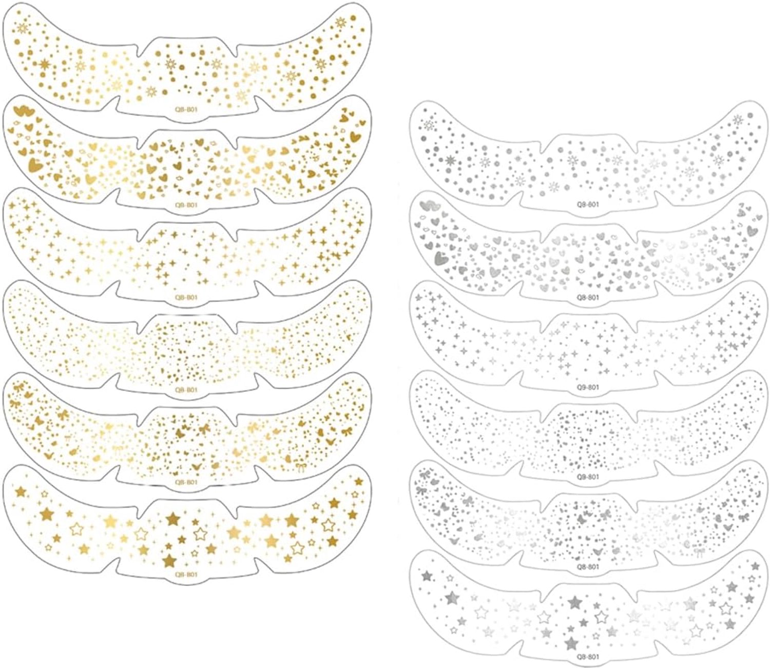 12 stuks, voor het gezicht, sproeten, waterdichte glitterstickers, bruisende gezichtstatoos, festival freckles, glittersproeten voor feestjes, festivals (goud-zilver)