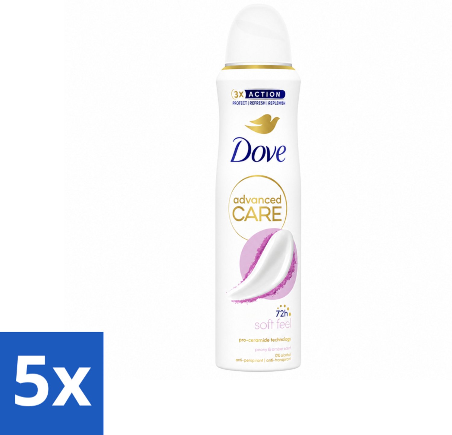 5 x Dove Deodorant Spray - Soft Feel - 150 ml - Voordeelverpakking - 5 stuks