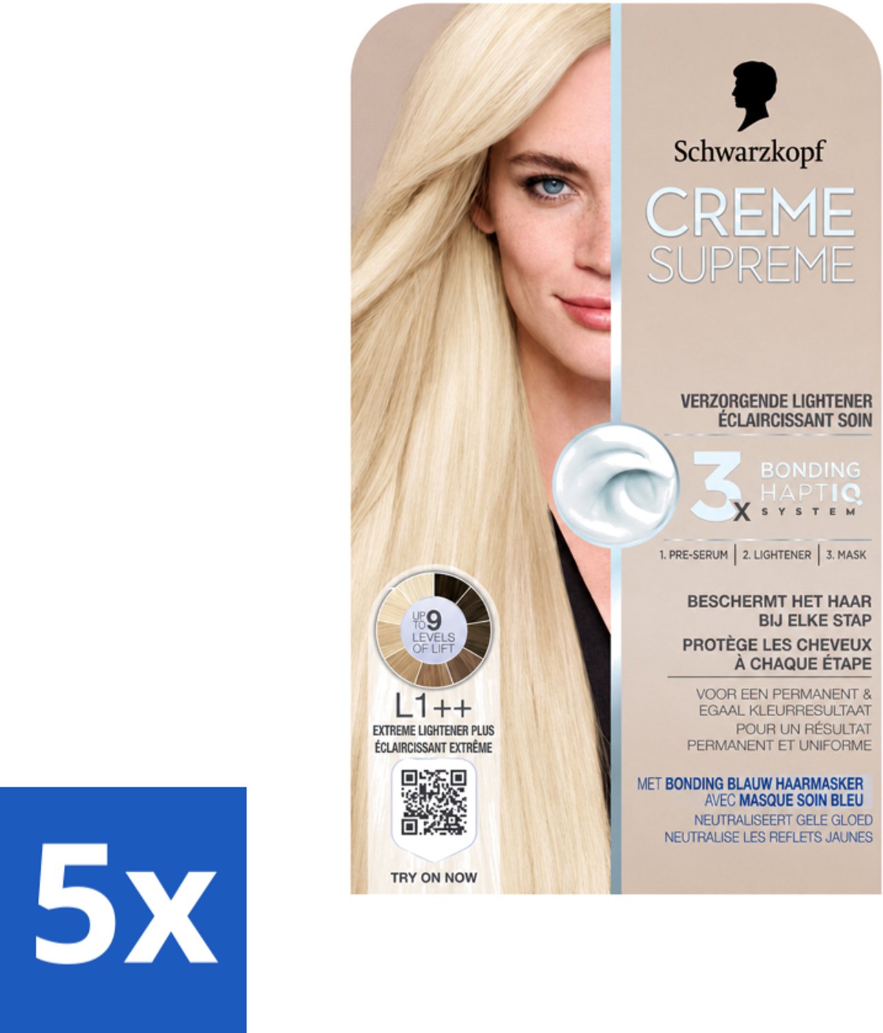 5 x Schwarzkopf - Haarkleuring - Creme Supreme L1++ - Extreme Lightener Plus - 245g - Voordeelverpakking - 5 stuks