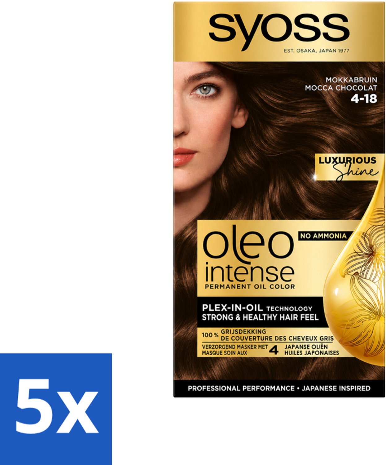 Syoss Oleo Intense - Haarverf - 4-18 - Mokka Bruin - 115ml x 5